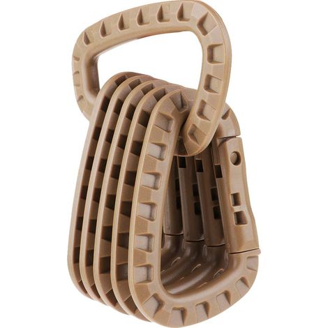 6 moschettoni con fibbia per zaino, multifunzione, accessorio per bottiglie da campeggio - Cachi, 8,5x5,6 cm (1/5)