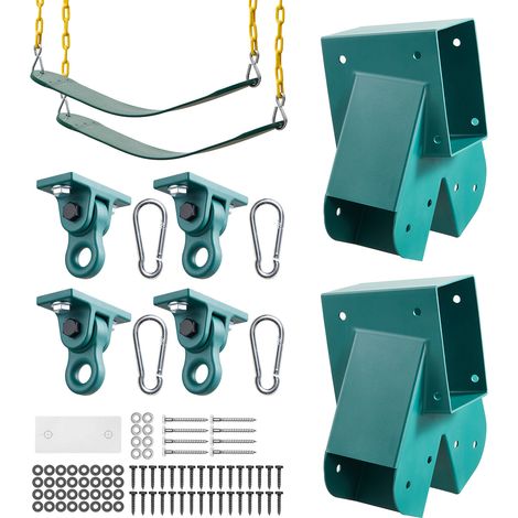 Mophorn Set di staffe per altalena a forma di A, con 2 supporti ad A, 2 sedili per altalena e 4 ganci robusti, capacità di carico di 568 kg ciascuno, ideale per parchi giochi e giardini (1/5)