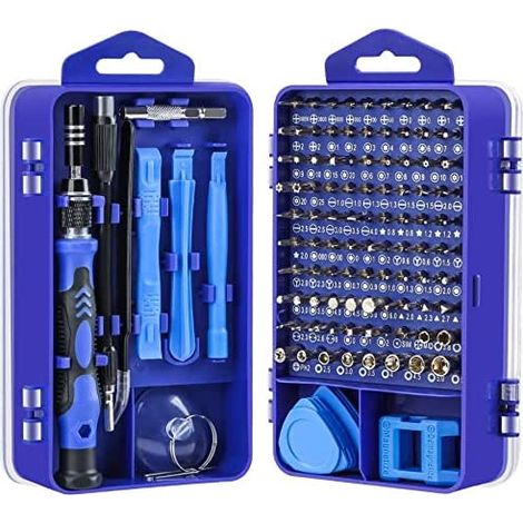 115-in-1 Magnetic Precision Screwdriver Kit, Mini Portable Screwdrivers, Repair Tools for Disassembling Laptops, Smartphones, Watches, Glasses and Computers (Blue)