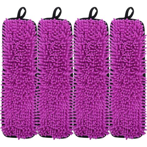 CCYKXA4pièces Lingettes de Rechange pour Balai à Franges Lingettes Chenille Réutilisables Nettoyage Sols Bois Carrelage Recharges Balai Franges Plat (1/5)
