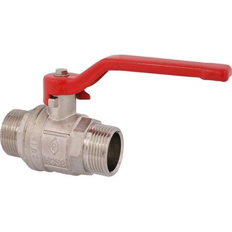 JS KUGELHAHN,VOLLER DURCHG.,DN32  AGxAG11/4",99MM,STAHLGR.ROT,VERN.