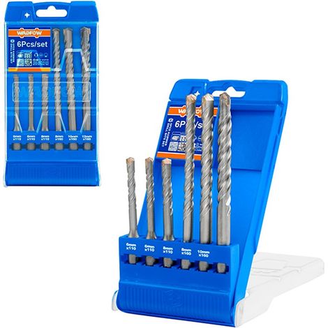 WADFOW 6-teiliges SDS-Plus-Schlagbohrer-Set für Beton und Mauerwerk, Heavy Duty