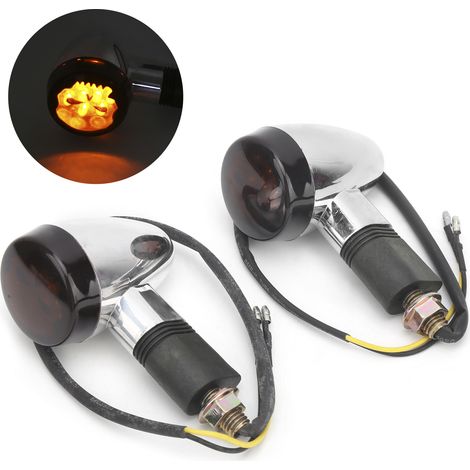 Clignotants Moto Universels 2 Pièces Feux Jaune Haute Visibilité 12V Filetage 10mm/0.4in Blanc (1/5)