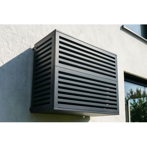 Cache clim & pompe à chaleur ANETO aluminium gris avec face inférieure - taille L (1/5)