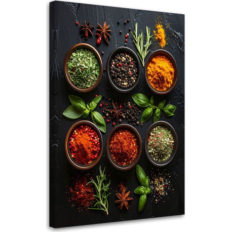 Stampe su Tela, Spezie erbe aromatiche in ciotole, 20x30 (1/5)