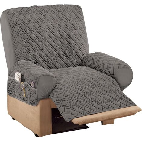 royaluxe -Housse de chaise longue élastique matelassée en forme de losange avec sac de rangement et élastique - housse de protection meuble (1/5)