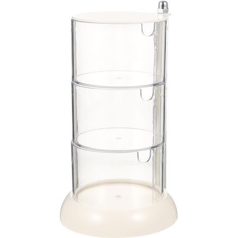 Boîte de Rangement Maquillage à Trois Niveaux Blanche Rotative (1/5)