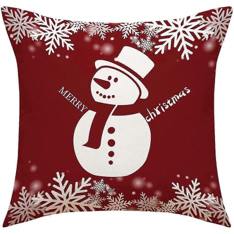 Housses de coussin de Noël 45 x 45 cm, décoration de Noël, housses de coussin décoratives, taies d'oreiller pour canapé, décoration intérieure de Noël-Snowman (1/5)