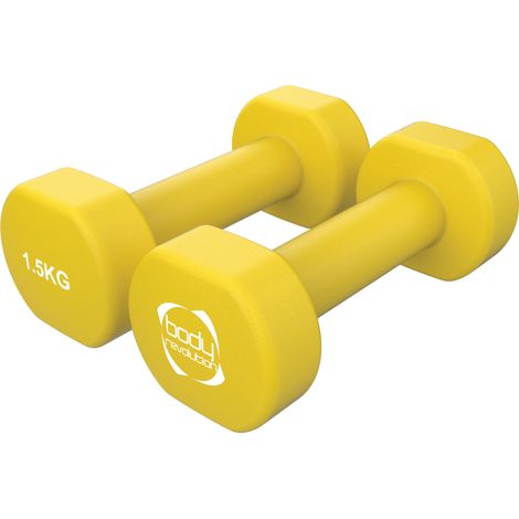 Par de mancuernas de neopreno 2 x 1,5 kg Pesas de mano recubiertas de hierro fundido con base plana antideslizante Forma hexagonal Antivuelco Para fuerza, pilates, entrenamiento en casa o gimnasio