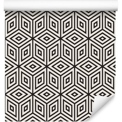 Papel pintado geométrico con cubos y rombos para salón y dormitorio, 50x1000 cm. (1/5)