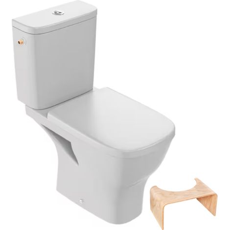 Inodoro de pie sin borde JACOB DELAFON Struktura + asiento + Taburete fisiológico de madera