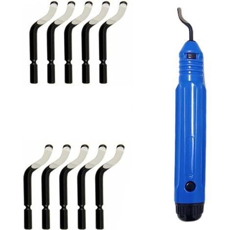 Ebavureur Outil D'ébavurage, Burr Remover avec 10 BS1010 Lames de Rechange Acier, 360 ° Rotatif Deburr Lames, PratiqueOutil pour Aluminium, l'impression 3D, Cuivre et Acier Métal, Plastique (1/5)