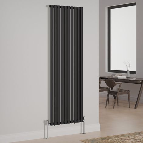 NRG Designer Radiator Oval Column Central Heating Rads Vertical Single 1800x590mm Black (1/3)