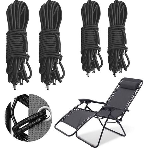 4 Pièces Corde Remplacement élastiques pour Chaise Longue Transat Pliante Inclinable Chaise Fauteuil inclinable, Zero Gravity Universelle Renforcer pour Fauteuil Relax Toile Voile (4 pcs) (1/5)