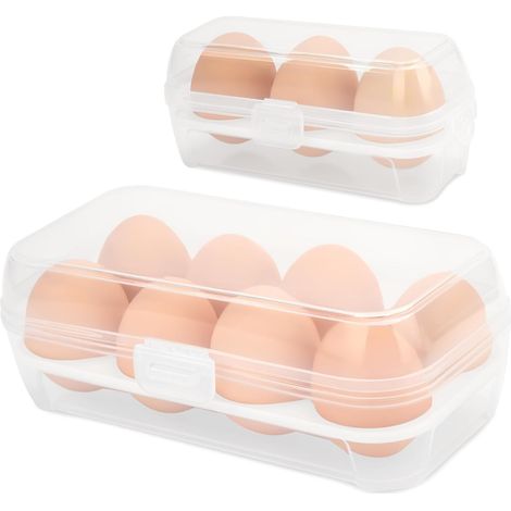 Caja Para Huevos - Polipropileno Alimentario Sin BPA - Para Cocina Picnic Camping Viaje - Pack De 2 (3 Y 8 Compartimentos) (1/5)