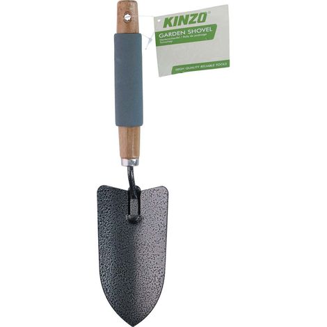 Pelle Jardin Manche Bois & Mousse 34cm KINZO - Pelle à Main Acier pour Plantation & Rempotage - Outil Ergonomique Confort (1/2)