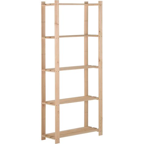 Étagère de stockage 5 niveaux Étagère de Rangement - Armoire de Rangement 80x28,5x170 cm Bois de pin massif BV789727 - BonneVie (1/5)
