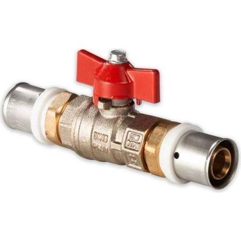 Selfio-Press Aluverbund Pressfitting Kugelhahn 20 x 2 mm Flügelgriff rot TH + U Kontur