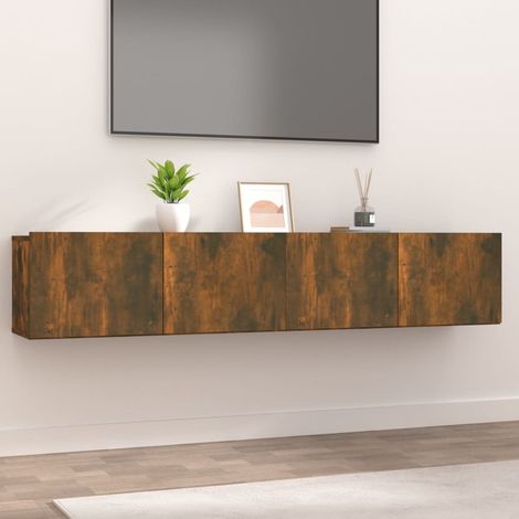 Lot de 2 Meubles TV Mondernes Banc TV de Salon Chêne fumé 80x30x30 cm Bois d'ingénierie -FR56926 (1/5)