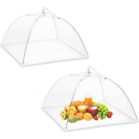 2er-Set faltbare Outdoor-Lebensmittelabdeckungen – 30 cm feines Netz – für Obst, Picknicks und Gartenpartys – Weiß (1/5)