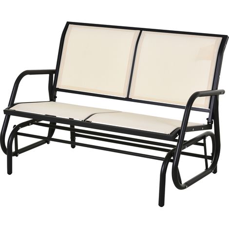 Outsunny Dondolo da Giardino a 2 Posti in Metallo e Tessuto Beige
