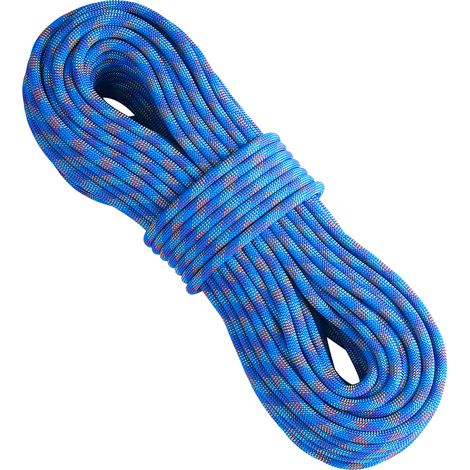 Mophorn 10,2 mm dynamisches Kletterseil, 60 m (197 Fuß), 25 kN Stärke, dehnbare Faser mit Stahlkarabinerhaken zum Abseilen, Retten und Entkommen – Blau