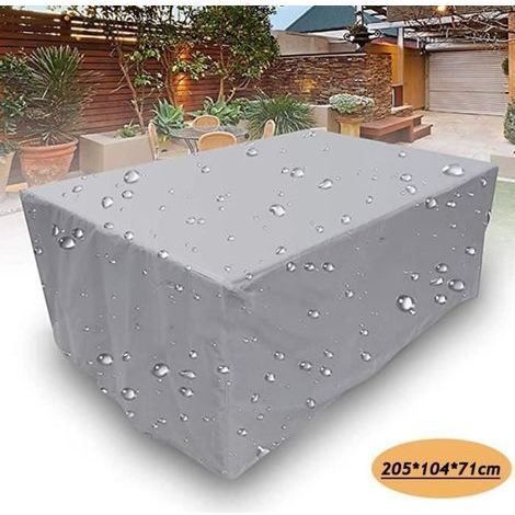 Schutzhülle für Gartenmöbel, Schutzhülle für rechteckigen Tisch, grau, 205 x 104 x 71 cm