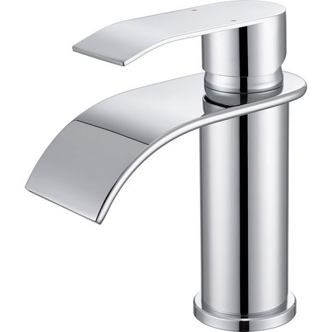 CECIPA MAX Badarmatur Wasserfall Wasserhahn Bad, Edelstahl Waschtischarmatur, Einhebelmischer Mischbatterie Bad, Chrom S (1/5)