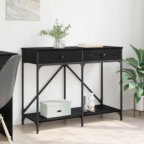 vidaXL Console Table Black Oak 100 x 39 x 78.5 cm Engineered Wood (1/5)