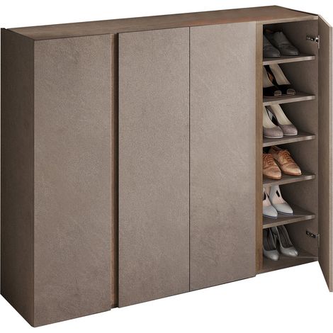 Credenza Nebbiuno, Madia 10 Ripiani, Apertura Battente Made in Italy, 4 Ante, 140x35x111h cm Marrone Bronzo