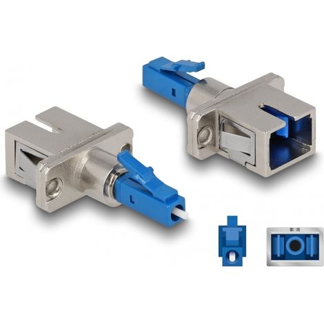 Delock Acoplador hÃbrido de fibra óptica LC Simplex macho a SC Simplex hembra azul