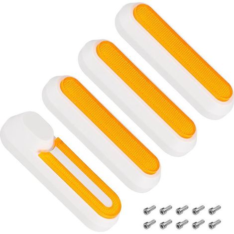 Set mit 4 Radkappen für Elektroroller mit Reflektorstreifen, Seitenradverzierungen – Weiß-Orange