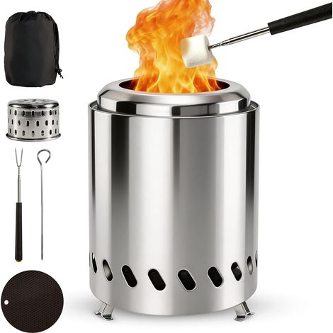 Brasero de table portable sans fumée en acier inoxydable pour camping, extérieur, intérieur, jardin