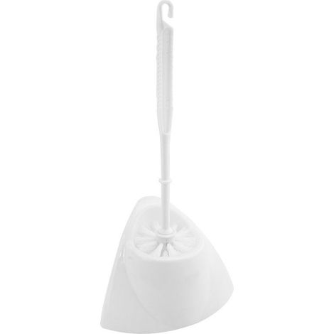 Porte-brosse WC d'angle blanc moderne, diamètre 13 cm (brosse incluse)