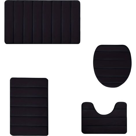 4pcs Tapis de bain, mousse à mémoire, antidérapant, absorbant, lavable machine, ensemble salle de bain (1/5)