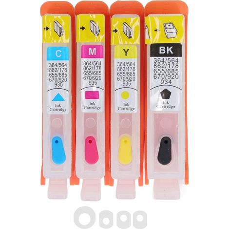 Beyamis cartouches d'encre permanentes (noir, bleu, magenta, jaune) pour HP Officejet 902 (1/5)