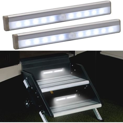 Lumière marche RV détecteur mouvement – 10 LED, piles – Pour camping-car, caravane – Blanc (1/5)