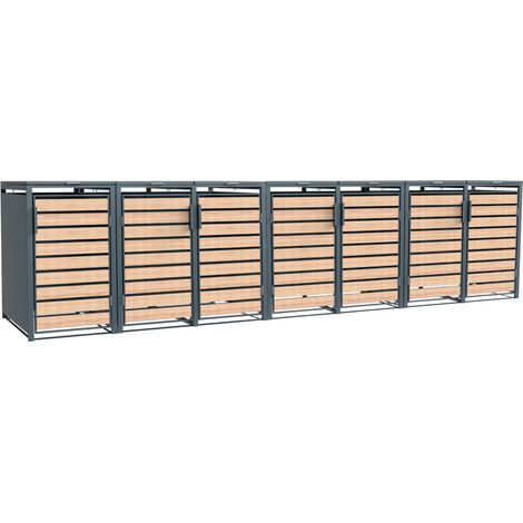 Westmann Metall Mülltonnenbox Lacina  7x240 L  Anthrazit/Holzoptik  80x464x116 cm