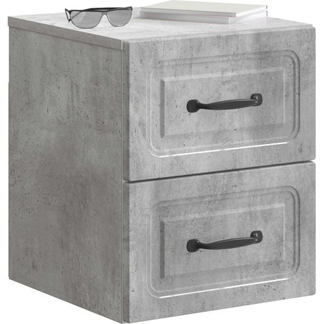 Maison Exclusive - Mobiletto da notte a muro con cassetto 2 pcs Grigio Cemento