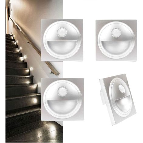 Arote 8pcs 3W LED Appliques encastré mur d'escalier Blanc chaud IP65 étanche éclairage étape légère éclairage de cage d'escalier lampe aluminium extérieur LED Step light Lumières de Marche 3000K noir