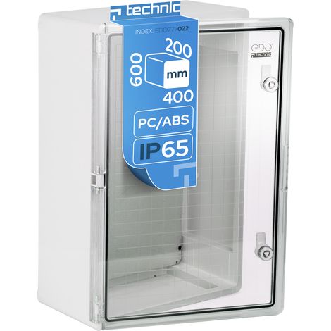 Coffret électrique étanche IP65 IK10 400x600x200 mm porte transparente gris - EDO Technic