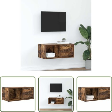 Armoire tv - Meuble TV chêne fumé 60x31x25,5 cm bois d'ingénierie (1/5)
