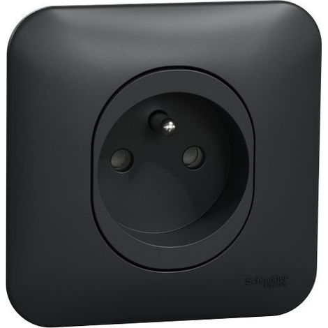 Ovalis - prise de courant - 2P+T -16A - avec griffes Avec plaque -Anthracite (S465059)