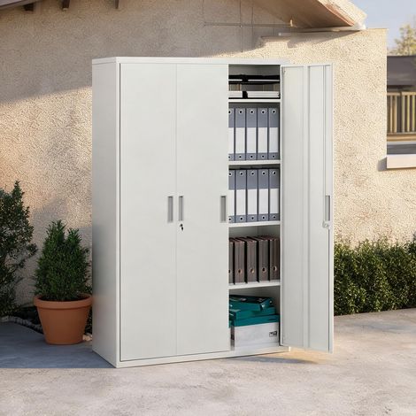 Meuble de rangement de bureau bianco en acciaio 80 x 40 x 180 cm (1/5)