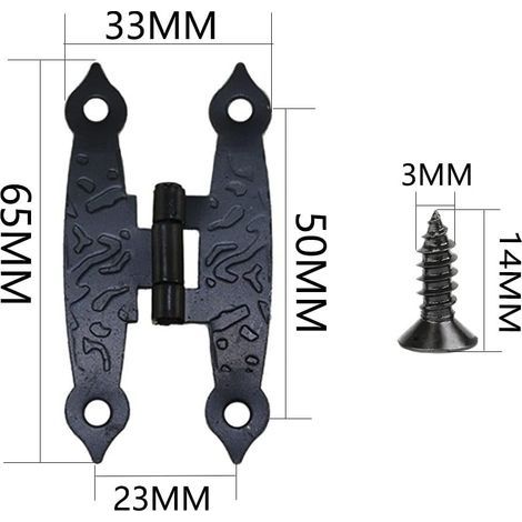 Möbelscharnier, 10 Stück, antikschwarz, mit Blumenmuster, Metallschrauben, 6533 mm (1/3)