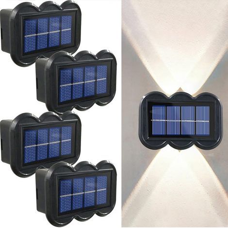 Set of 4 outdoor solar lights, solar wall lights with automatic dusk-to-dawn activation, waterproof. (1/5)