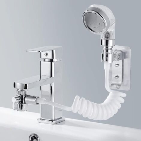 QORVA-Douchette vasque, set pomme de douche vasque, pomme de douche anticalcaire avec tube télescopique de 1,5 m, pour shampoing ou nettoyage de l'évier (robinet non inclus)