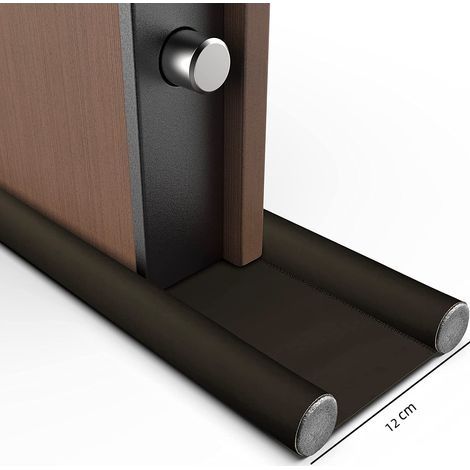 Joint bas de porte double isolation, coupe-vent, empêche courants d’air, poussière, eau, lumière, insectes, bruit, largeur 12 cm, noir, 1 pièce (1/4)