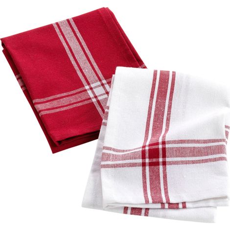 douceur d'intérieur, 2 strofinacci (50 x 70 cm) da cucina Bordeaux, cotone riciclato intrecciato (1/4)