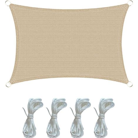 ACKERMAN – Voile d'ombrage rectangulaire 2x3 m en polyéthylène anti-UV, fixation en acier inoxydable, sac de transport inclus (1/5)